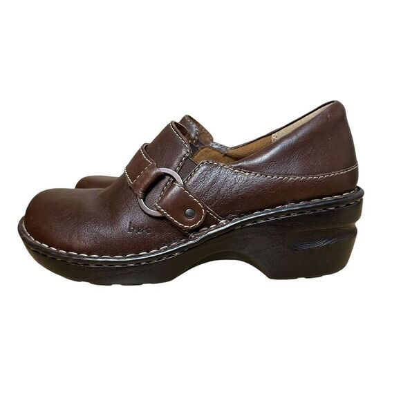 BOC Born Concepts Ansen Brown Leather Buckle Clogs EUC Sz 7 Y2K Slip On Mules - Picture 7 of 12